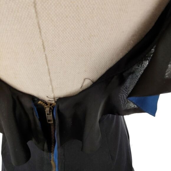 Luca Couture Black Skater Dress with Ruffle - Picture 10 of 13